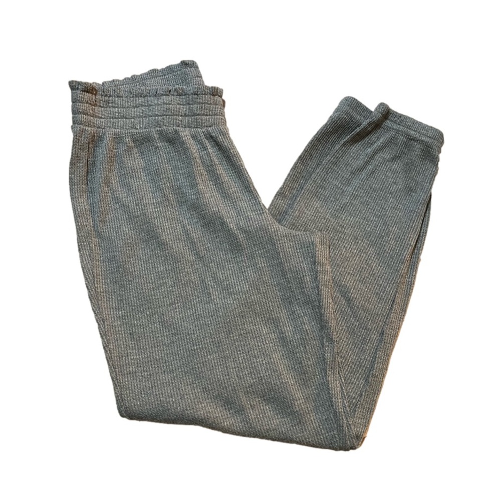 Waffle Knit Lounge Pants Comfy Pajama Casual Gray Women’s Small Poly/Rayon